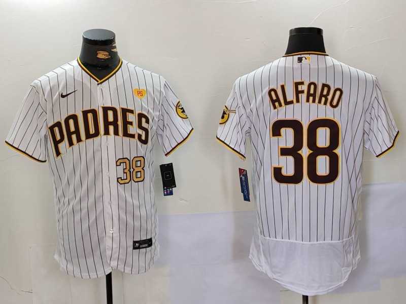 Men%27s San Diego Padres #38 Jorge Alfaro White With PS Patch Stitched Flex Base Jerseys